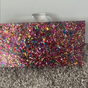 Glittering Multicolor Clutch with Gold Chain